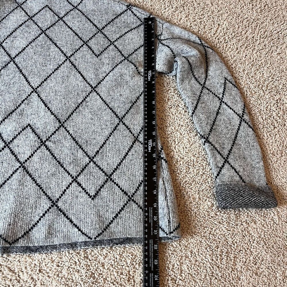 Christian Siriano New York Women Black Gray Turtleneck Sweater M Diamond Wool Bl - Picture 11 of 12